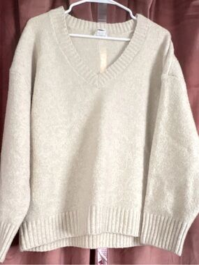 Song of Style Cream V-Neck Oversized Knit Pullover